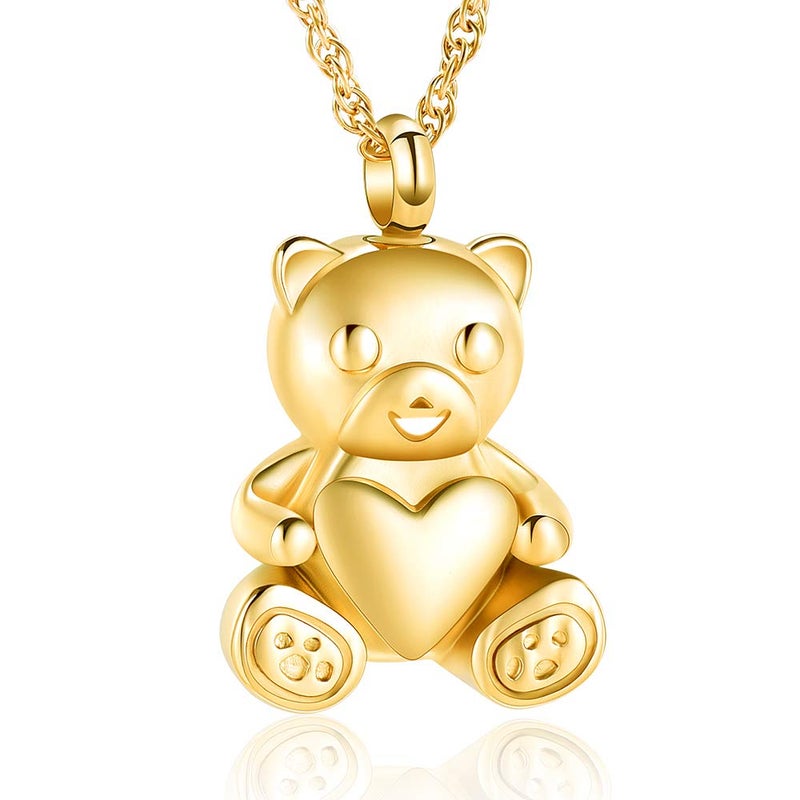 shajwo Cremation Jewelry Urn Nekclaces for Ashes for Women Gilrs Teddy Bear Keepsake Memorial Necklace for Human Pet Baby Ashes - Image 1